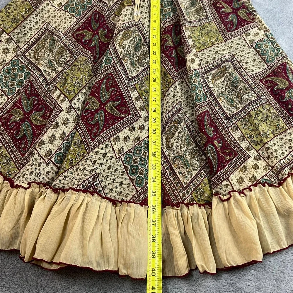 Vintage Maxi Skirt Womens XS/S Ruffle Paisley Boho Cottagecore Fairy Gypsy